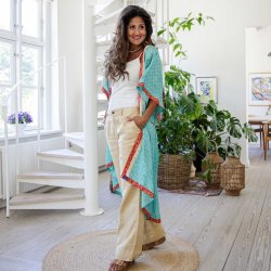 Aqua-green / beige / red Doyenne Kimono One Size