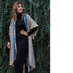 Beige / petrol / taupe Doyenne kimono single OneSize 