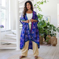 Blue / taupe / green Doyenne Kimono One Size