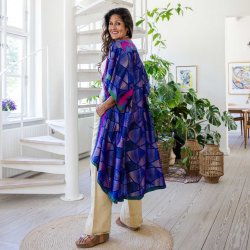 Blue / taupe / green Doyenne Kimono One Size