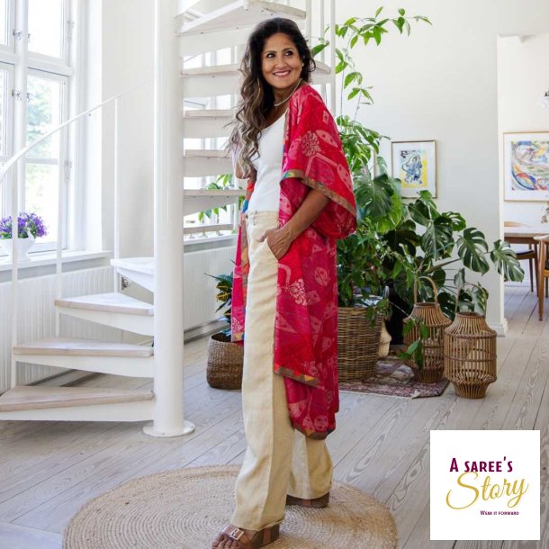 Cerise / taupe Doyenne Kimono One Size