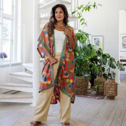 Latte / blue / orange Doyenne Kimono One Size