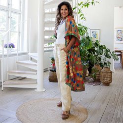 Latte / blue / orange Doyenne Kimono One Size