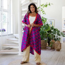 Magenta / cobolt blue / taupe Doyenne Kimono One Size