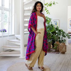 Magenta / cobolt blue / taupe Doyenne Kimono One Size