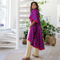 Magenta / cobolt blue / taupe Doyenne Kimono One Size