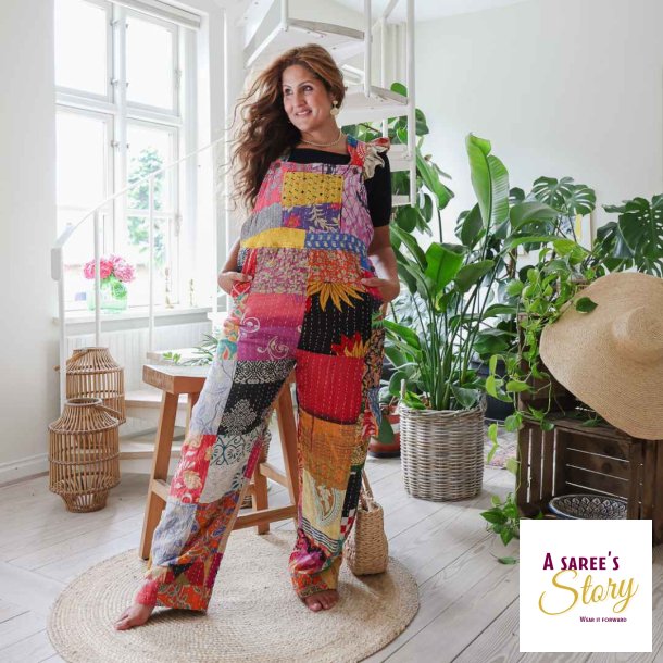 Multifarvet Helga overalls Str L/XL 