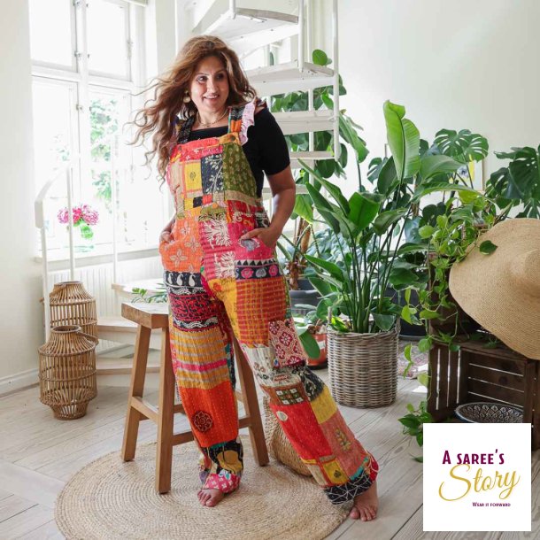 Multifarvet Helga overalls Str L/XL 