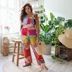 Multicolor Helga overalls Size S/M 