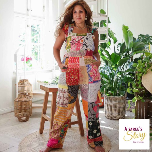 Multifarvet Helga overalls Str S/M 