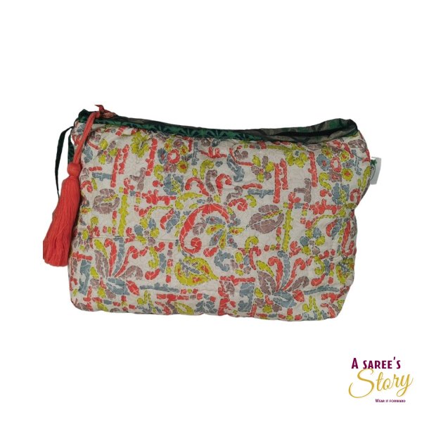 Liz kosmetik clutch hvid/pastel orange bl grn