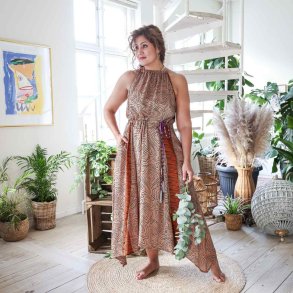 Latte / sort / rust Malaga halter maxi kjole OneSize