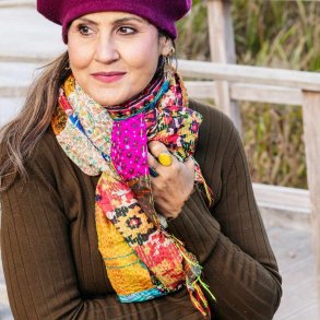 Multicolor Monica kantha scarf size 1x2 mtr