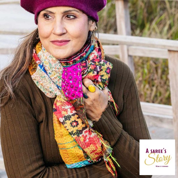 Multicolor Monica kantha scarf size 1x2 mtr