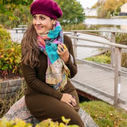 Multicolor Monica kantha scarf size 1x2 mtr