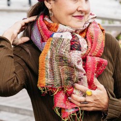 Multicolor Monica kantha scarf size 1x2 mtr