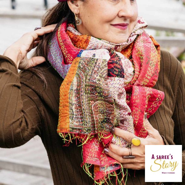 Multicolor Monica kantha scarf size 1x2 mtr