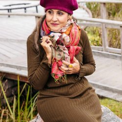 Multicolor Monica kantha scarf size 1x2 mtr