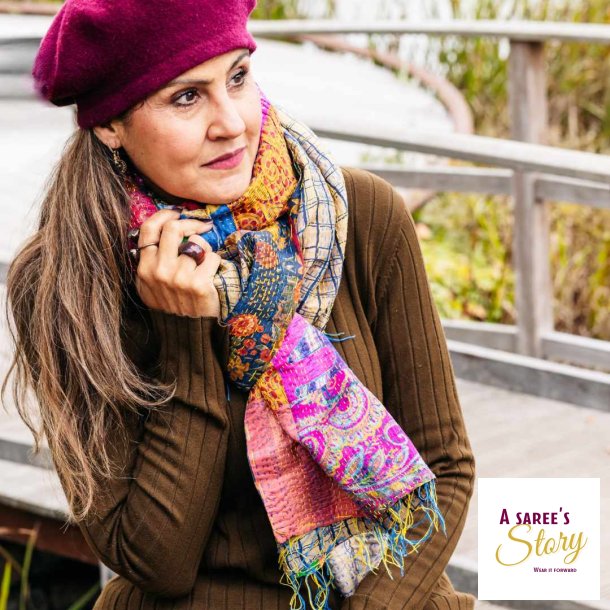 Multicolor Monica kantha scarf size 1x2 mtr