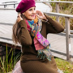 Multicolor Monica kantha scarf size 1x2 mtr