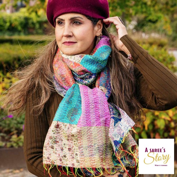 Multicolor Monica kantha scarf size 1x2 mtr