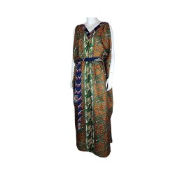 Brown with green and yellow details Regina Maxi dress OneSize
