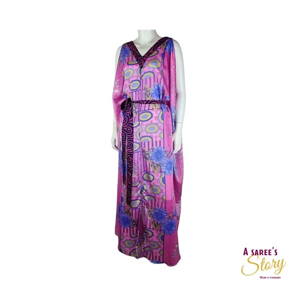 Lyserd med lilla detaljer Regina Maxi kjole OneSize 