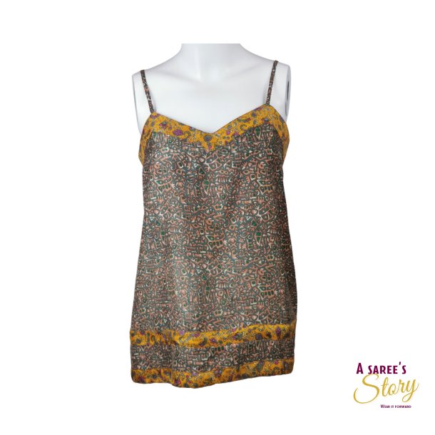 Khaki / nougat /grn / gul  Rosita stroptop strrelse S/M 