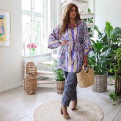 Beige / purple / aqua Sidney tunic OneSize