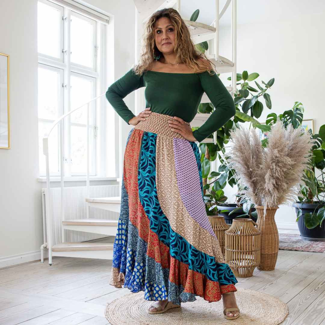 rigtig meget vasketøj letvægt Multifarvet maxi lang Susanne kjole nederdel OneSize - Susanne 2 i 1  nederdel - A sarees Story