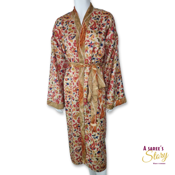 privilegeret Stearinlys Forbipasserende Beige / rød / orange / blå Tokio kimono OneSize - Kimonoer - A sarees Story