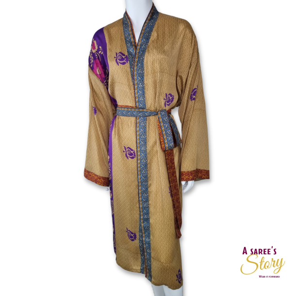 Taupe / purple / violet Tokio kimono OneSize 