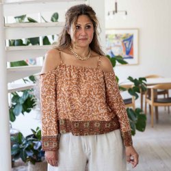 Bronze / rosa / creme Venezia off-shoulder top OneSize 