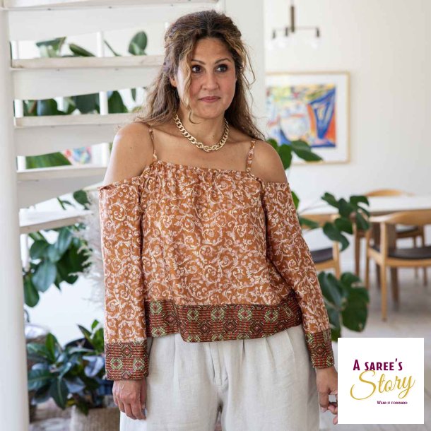 Bronze / rosa / creme Venezia off-shoulder top OneSize 