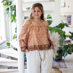 Bronze / rosa / creme Venezia off-shoulder top OneSize 