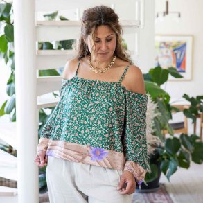 Green / taupe Venezia off-shoulder top OneSize 