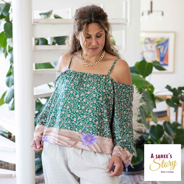 Grn / taupe Venezia off-shoulder top str OneSize 