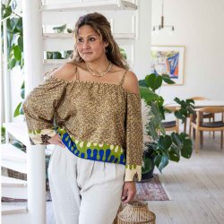 Oliven / brown / beige Venezia off-shoulder top OneSize 