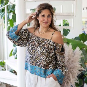 Black / brown / gold Venezia off-shoulder top OneSize 