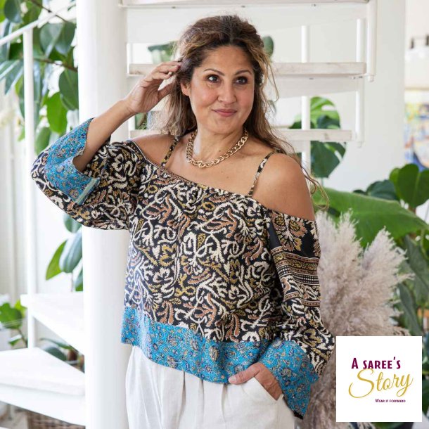 Sort / brun / guld Venezia off-shoulder top str OneSize 