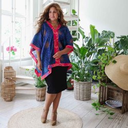 Cobolt blue / taupe / hot pink YZ Poncho OneSize 